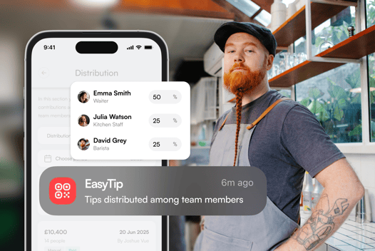 cashless tipping and distribution with EasyTip