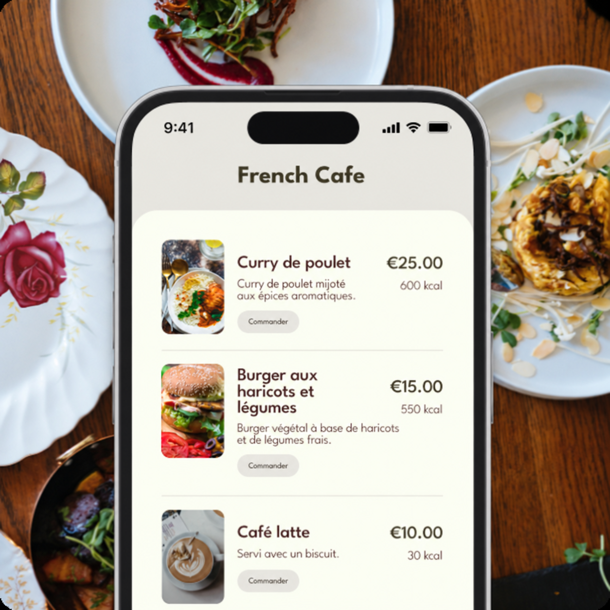 French Café Menu on a Smartphone