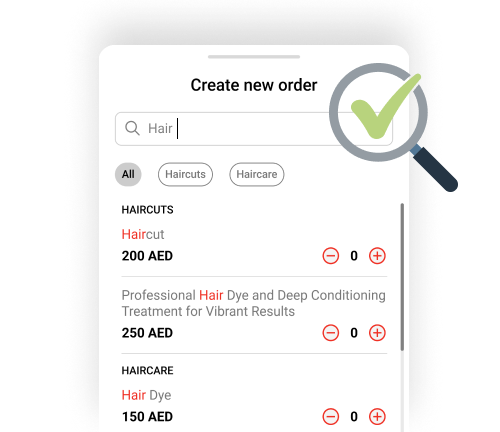 Price list search functionality payments