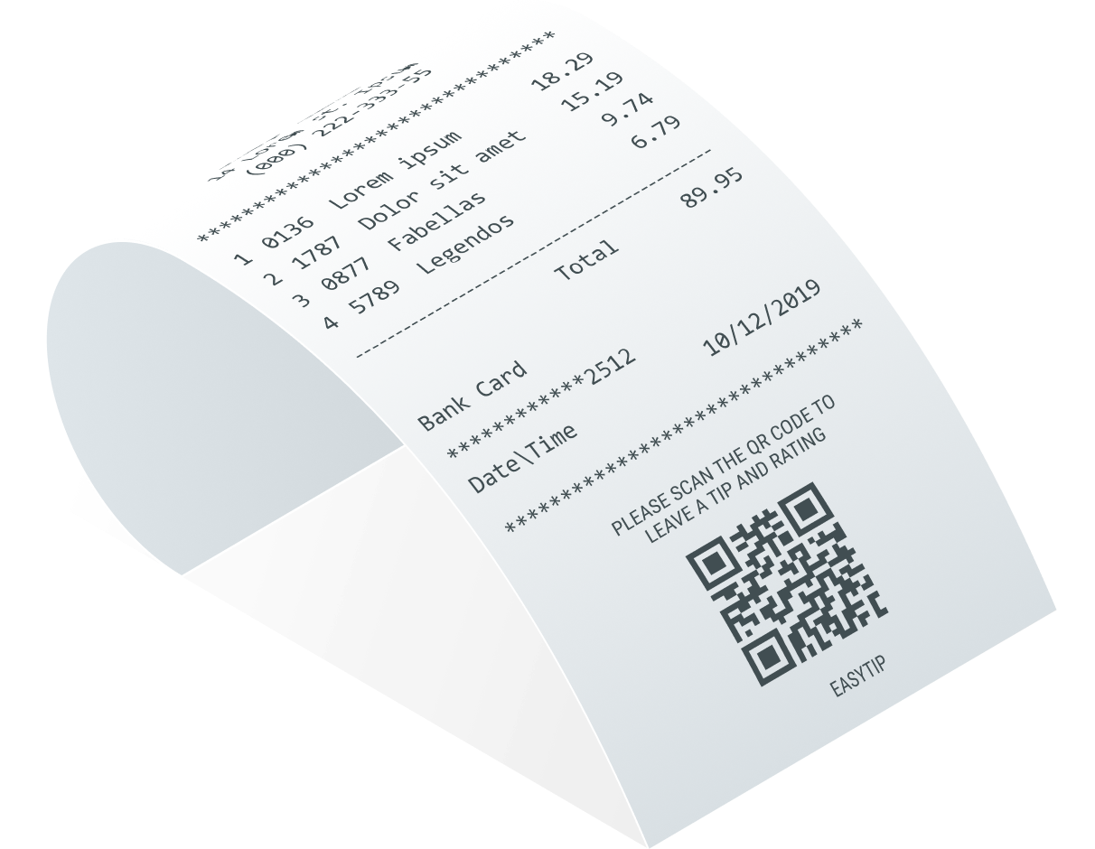 digital tipping QR code on receipt 