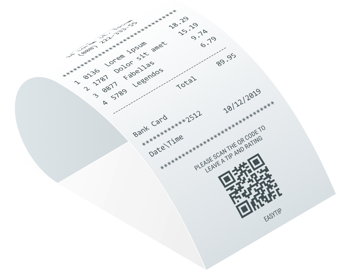 tipping QR code on receipt 